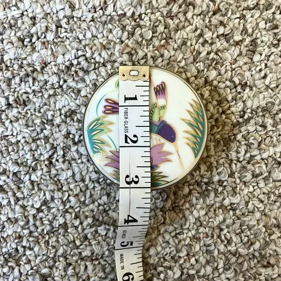 San Diego Zoo Hummingbird Floral Trinket Box Round White Colorful Purple Green - Picture 5 of 6